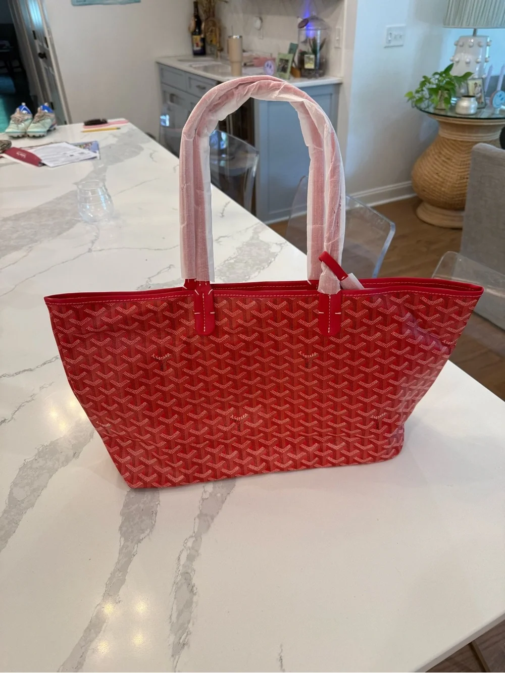 Canal street inspired red tote with matching pouch